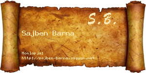 Sajben Barna névjegykártya